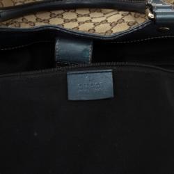 Pre Owned Gucci Monogram Metallic Blue Trim Sukey Hobo