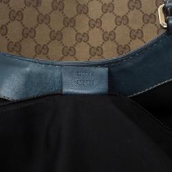 Pre Owned Gucci Monogram Metallic Blue Trim Sukey Hobo