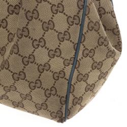 Pre Owned Gucci Monogram Metallic Blue Trim Sukey Hobo