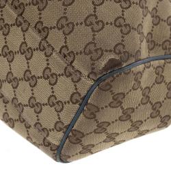 Pre Owned Gucci Monogram Metallic Blue Trim Sukey Hobo