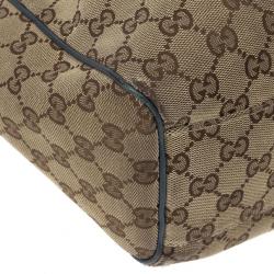 Pre Owned Gucci Monogram Metallic Blue Trim Sukey Hobo