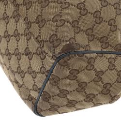 Pre Owned Gucci Monogram Metallic Blue Trim Sukey Hobo