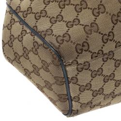 Pre Owned Gucci Monogram Metallic Blue Trim Sukey Hobo