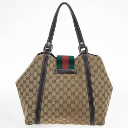 Pre Owned Gucci GG Monogram New Ladies Web Medium Tote