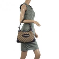 Pre Owned Gucci Beige/Ebony Monogram Small Chainlink Hobo
