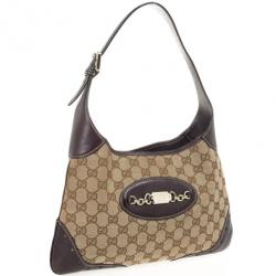 Pre Owned Gucci Beige/Ebony Monogram Small Chainlink Hobo