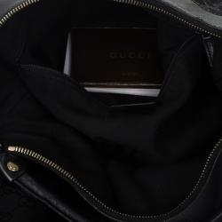 Pre Owned Gucci Black GG Canvas Gold D Ring Hobo Bag