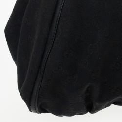 Pre Owned Gucci Black GG Canvas Gold D Ring Hobo Bag