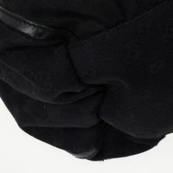 Pre Owned Gucci Black GG Canvas Gold D Ring Hobo Bag