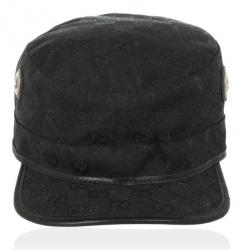 مملوكة مسبقًا Gucci Black Guccissima Cap With Grommets and Horsebit Buckle