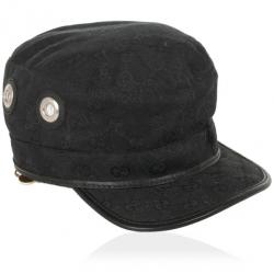 مملوكة مسبقًا Gucci Black Guccissima Cap With Grommets and Horsebit Buckle