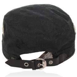 مملوكة مسبقًا Gucci Black Guccissima Cap With Grommets and Horsebit Buckle