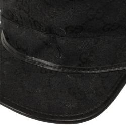 مملوكة مسبقًا Gucci Black Guccissima Cap With Grommets and Horsebit Buckle