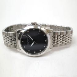 Pre Owned Gucci Wristwatch 12P SS Black Shell Silver Ladies 