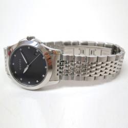 Pre Owned Gucci Wristwatch 12P SS Black Shell Silver Ladies 