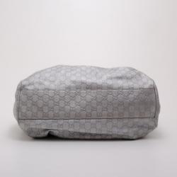 Pre Owned Gucci Silver Guccissima Medium Sukey Tote