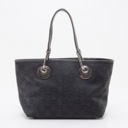 Pre Owned Gucci Black Monogram Eclipse Tote 