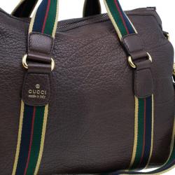 Pre Owned حقيبة سفر غوتشي جلد بني