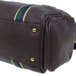 Pre Owned حقيبة سفر غوتشي جلد بني