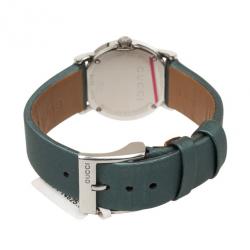 Pre Owned Gucci 101L Mother of Pearl Diamond SS Fabric Womens Wristwatch 28 MM