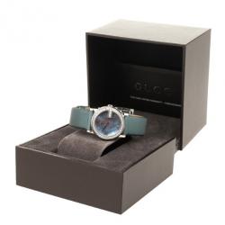 Pre Owned Gucci 101L Mother of Pearl Diamond SS Fabric Womens Wristwatch 28 MM