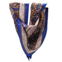 Pre Owned Hermes Blue Chasse En Inde Square Scarf