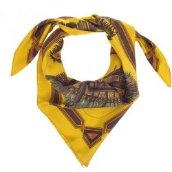 مملوكة مسبقًا Hermes Yellow Cuirs Du Desert Square Scarf