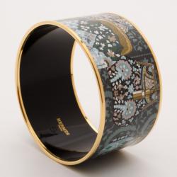Pre Owned Hermes Painted Enamel Wide Gold Bangle