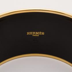 Pre Owned Hermes Painted Enamel Wide Gold Bangle