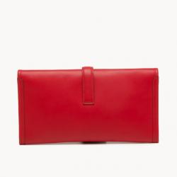 Pre Owned Hermes Jige Clutch Red Box Calf
