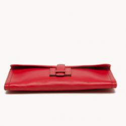 Pre Owned Hermes Jige Clutch Red Box Calf
