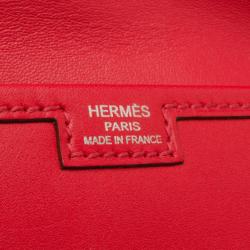 Pre Owned Hermes Jige Clutch Red Box Calf