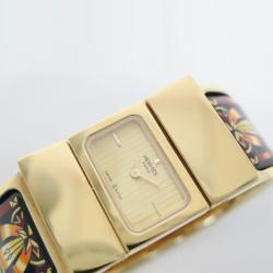 Hermes Loquet Gold-Plated SS Enamel Womens Wristwatch 19 MM