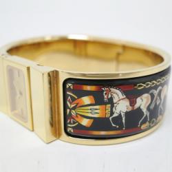 Hermes Loquet Gold-Plated SS Enamel Womens Wristwatch 19 MM