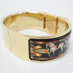 Hermes Loquet Gold-Plated SS Enamel Womens Wristwatch 19 MM