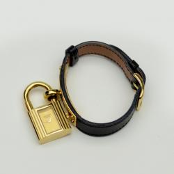 Pre Owned Hermes Black Gold Leather Kelly Ladies Wristwatch