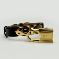 Pre Owned Hermes Black Gold Leather Kelly Ladies Wristwatch