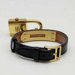 Pre Owned Hermes Black Gold Leather Kelly Ladies Wristwatch