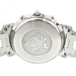 Hermes Clipper Chronograph SS Blue Mens Wristwatch