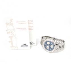 Hermes Clipper Chronograph SS Blue Mens Wristwatch