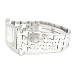 Hermes H Watch Diamond SS White Womens Wristwatch 22 MM