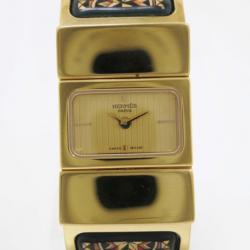 Pre Owned Hermes Loquet GP Gold/Green Ladies Wristwatch