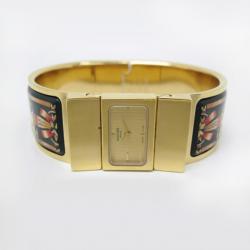 Pre Owned Hermes Loquet GP Gold/Green Ladies Wristwatch