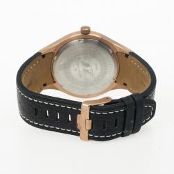 Jacques Lemans F 5035 Stainless Steel Leather Quartz Mens Wristwatch 46MM