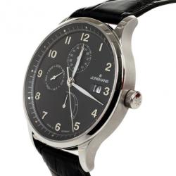 Junghans Black Stainless Steel Arthur Attaché Power Reserve Men's Wristwatch 40MM