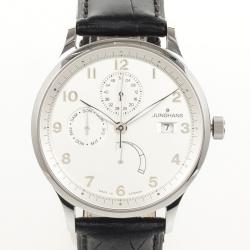 Junghans Arthur Attaché Power Reserve SS Leather Mens Wristwatch 40 MM
