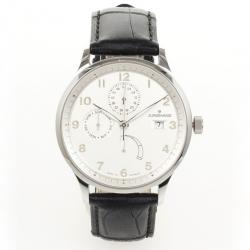 Junghans Arthur Attaché Power Reserve SS Leather Mens Wristwatch 40 MM