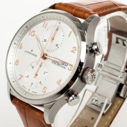 Junghans Arthur Attaché SS Leather Chronograph Mens Wristwatch 40 MM
