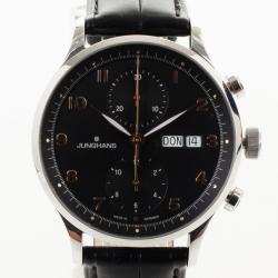 Junghans Arthur Attaché SS Leather Chronograph Mens Wristwatch 40 MM