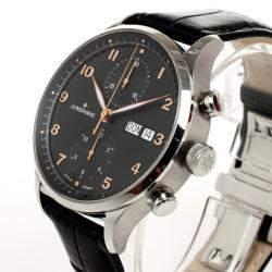 Junghans Arthur Attaché SS Leather Chronograph Mens Wristwatch 40 MM